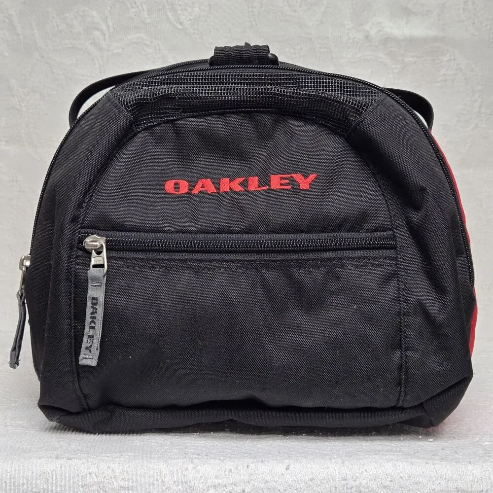 Y2K Oakley Red Black Multi Pocket Duffle Gym Bag Workout  Embroidered Studded